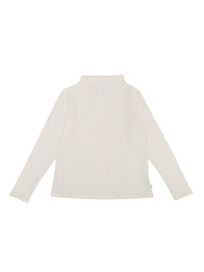 Milano Stitching High Neck Sweater White Turtleneck