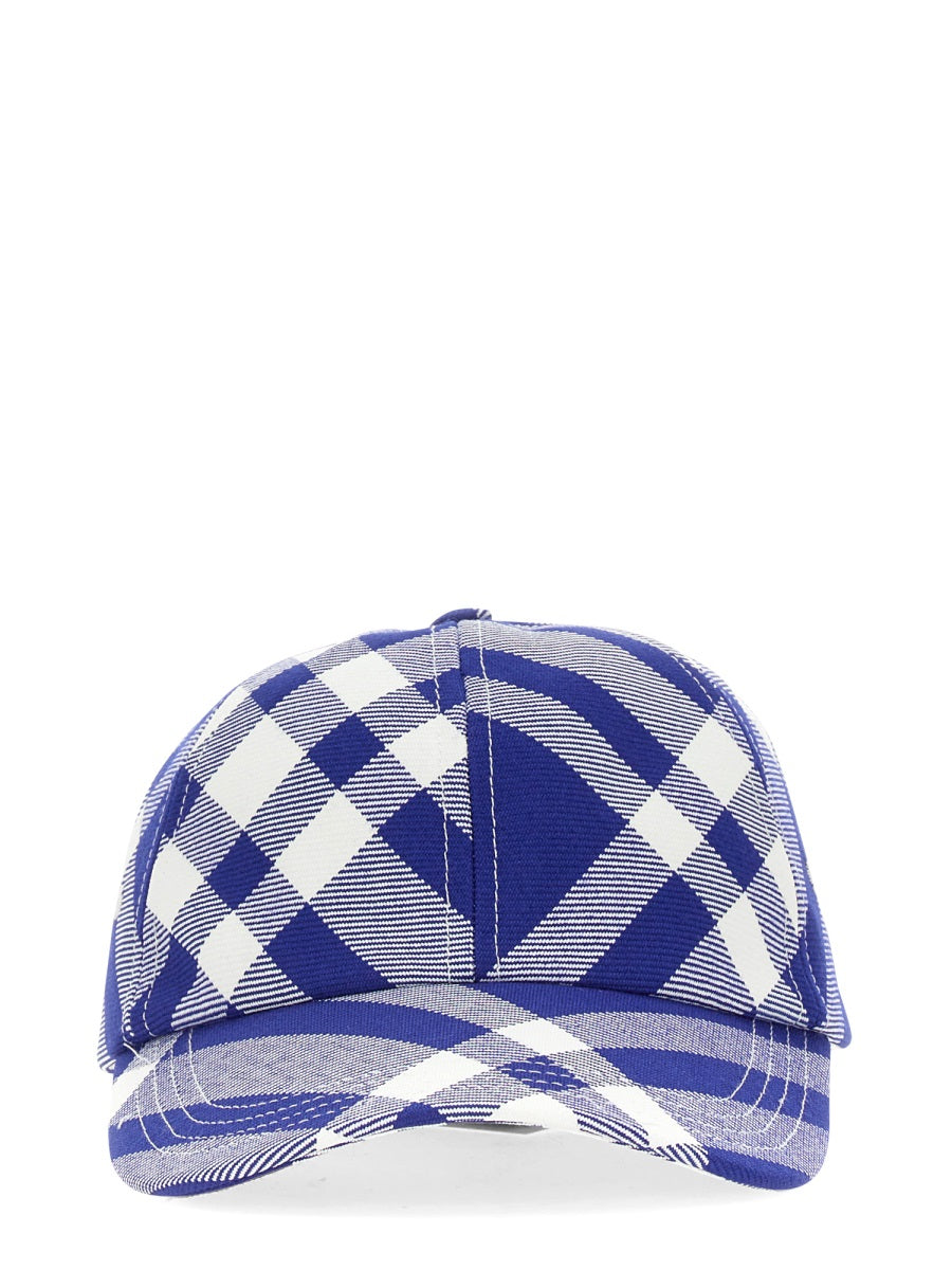 Baseball Cap With Tartan Pattern Purple Polyester Hat