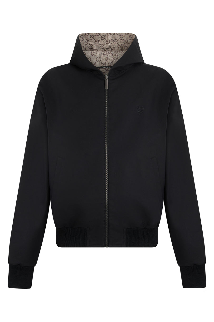 Bomber Jacket Reversible With Hood Black Cotton