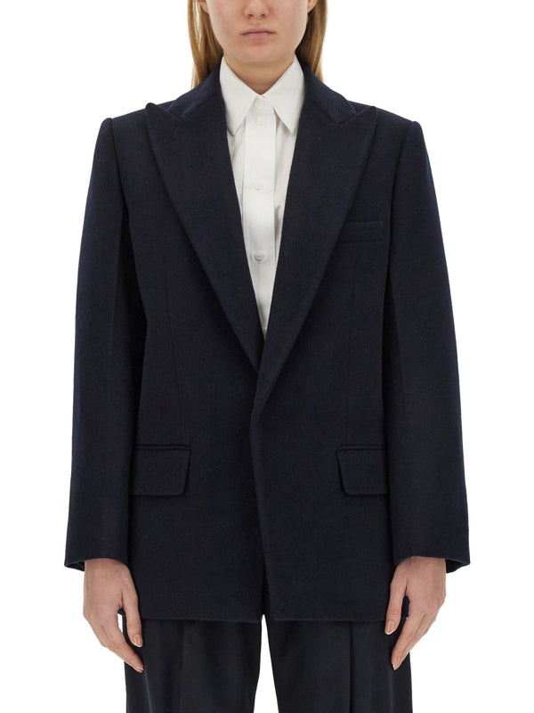 Peak Label Jacket Blue Wool