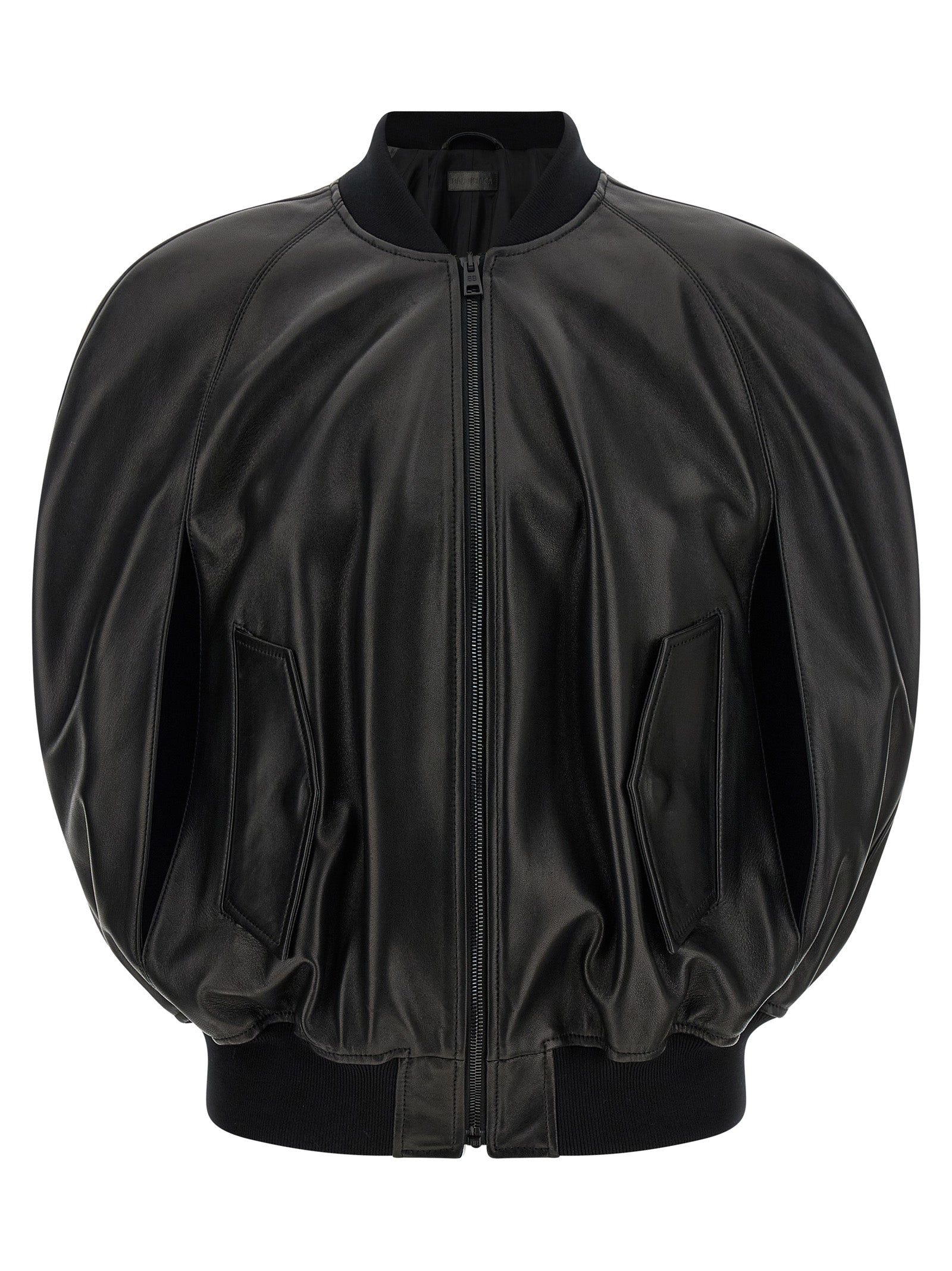 Hood Bomber Jacket Black Lamb Leather (ovis Aries) Down Jacket, Parka, Casual