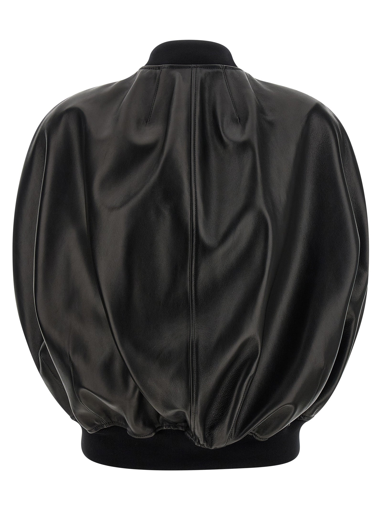 Hood Bomber Jacket Black Lamb Leather (ovis Aries) Down Jacket, Parka, Casual