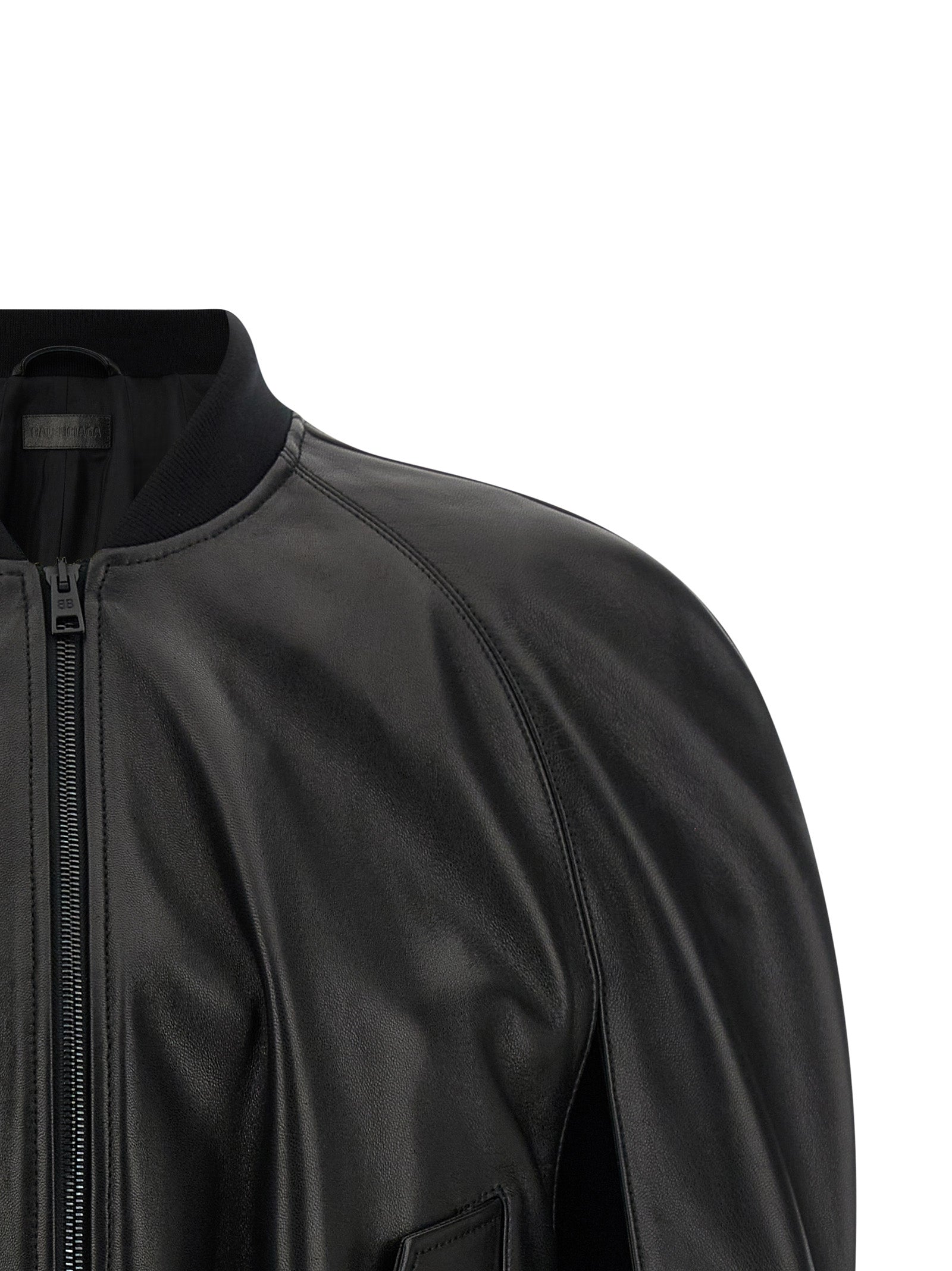 Hood Bomber Jacket Black Lamb Leather (ovis Aries) Down Jacket, Parka, Casual