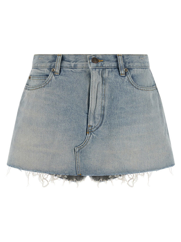 Japanese Twill Skort Light Blue Cotton Bermuda, Short