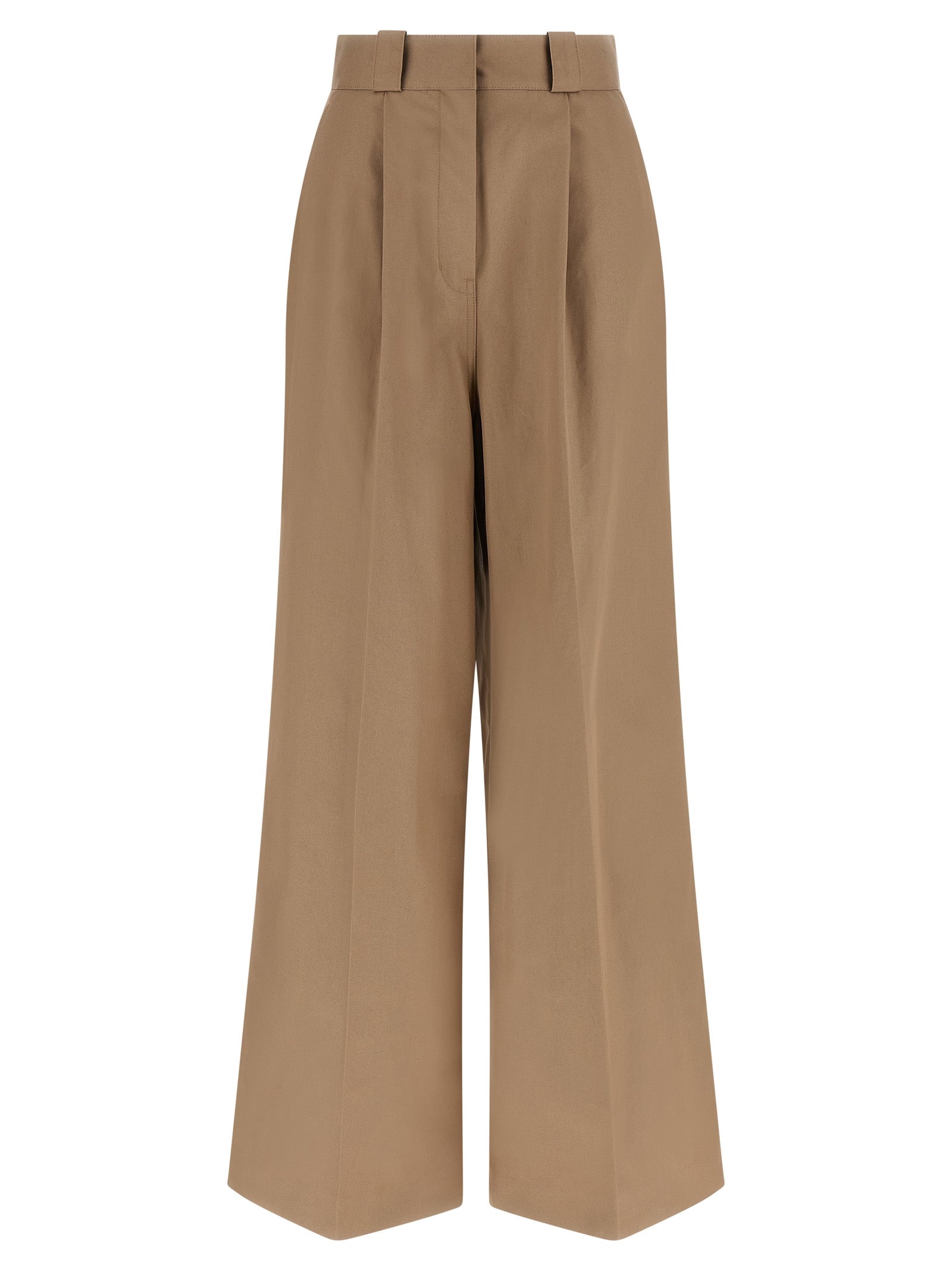 High Waist Pants Beige Cotton