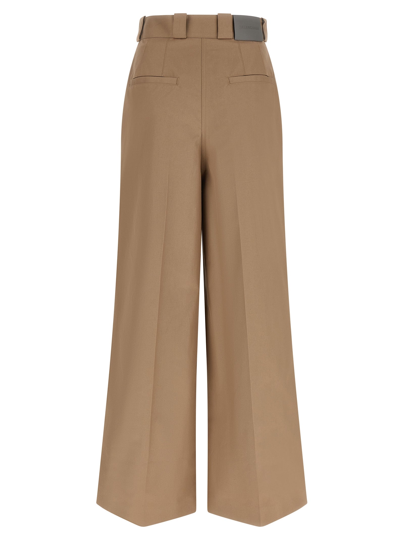 High Waist Pants Beige Cotton