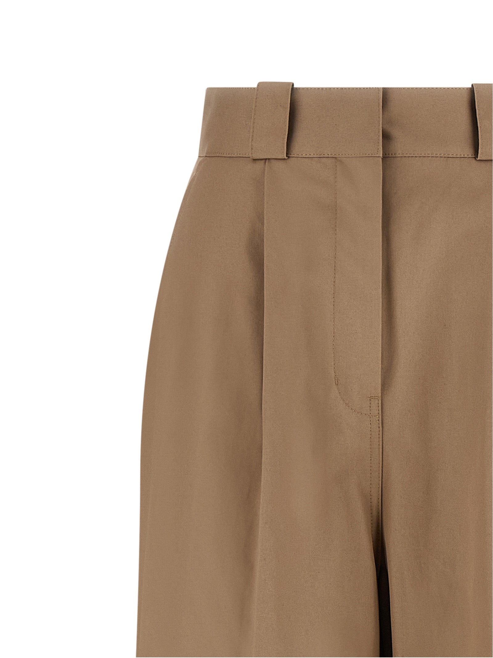 High Waist Pants Beige Cotton