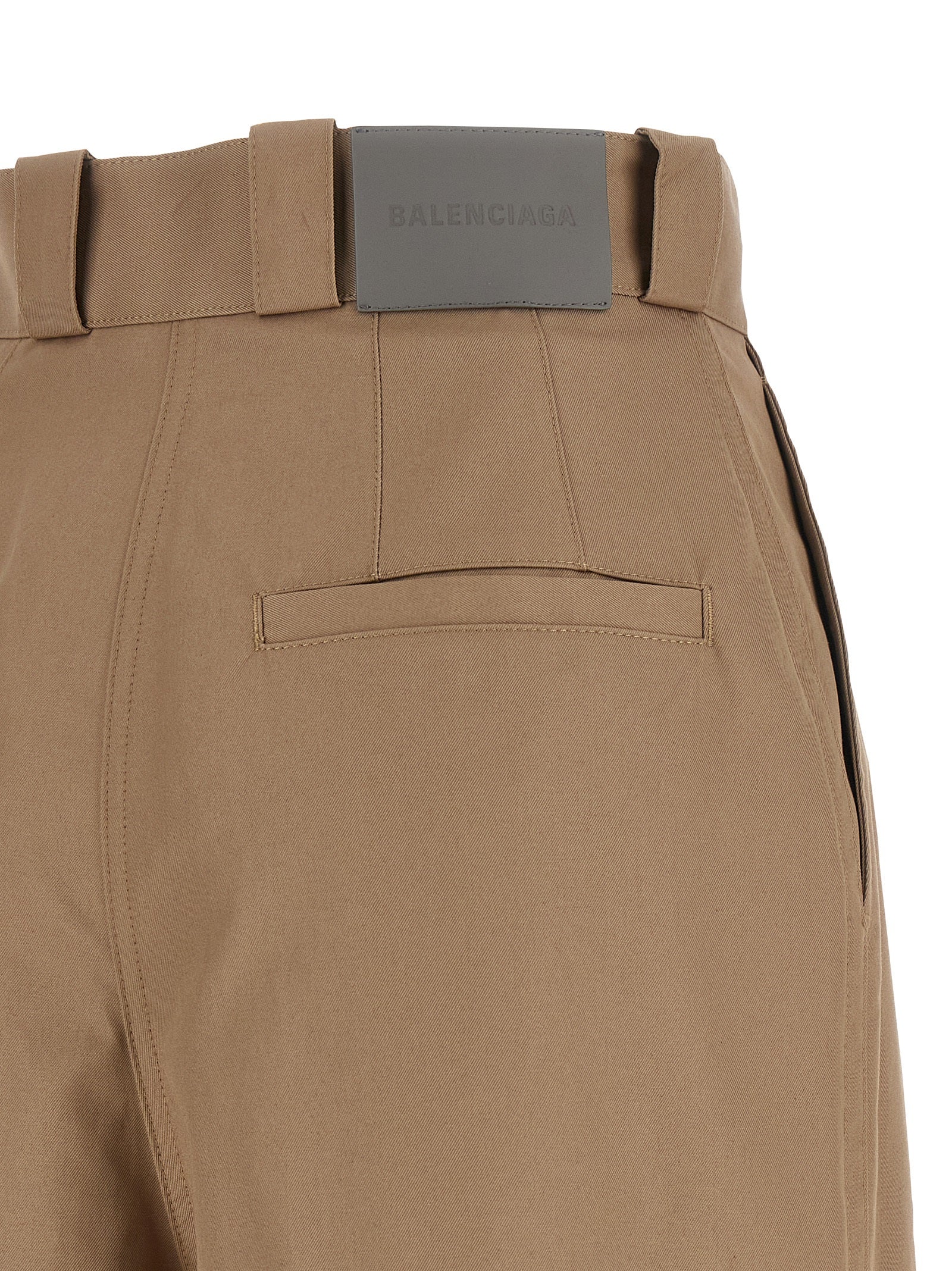 High Waist Pants Beige Cotton