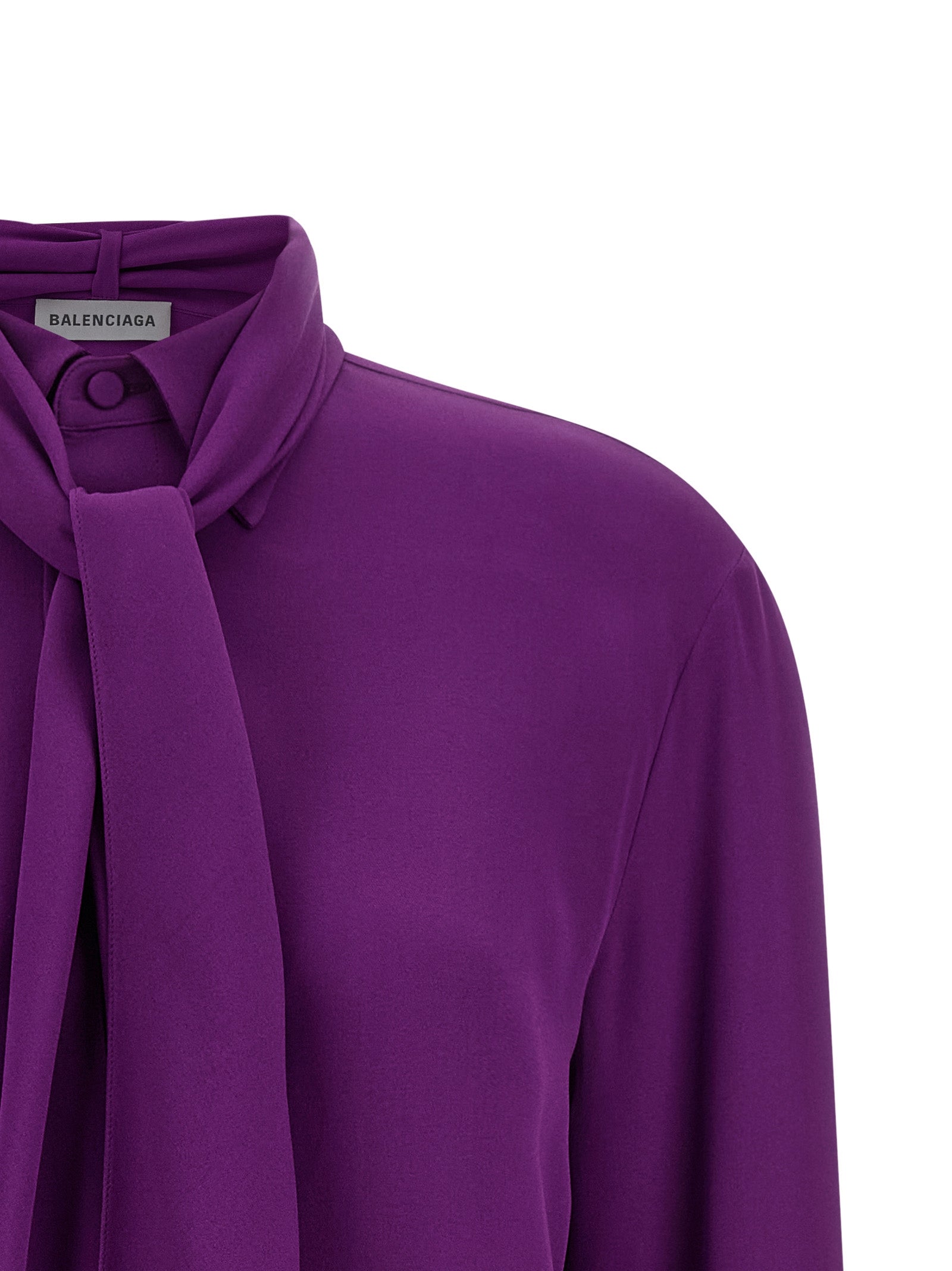 Shirt With Scarf Purple Silk Shirt, Blouse