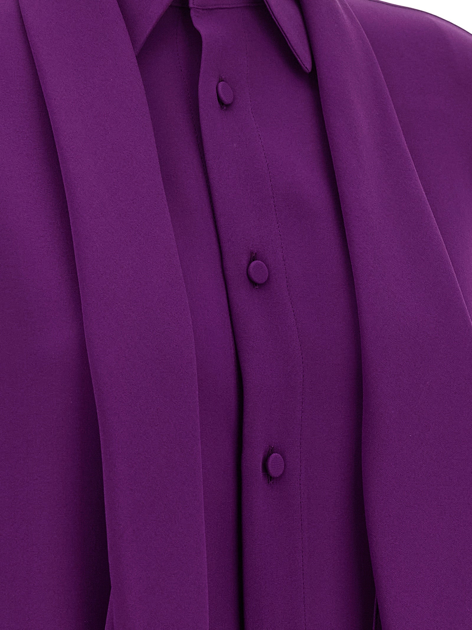 Shirt With Scarf Purple Silk Shirt, Blouse