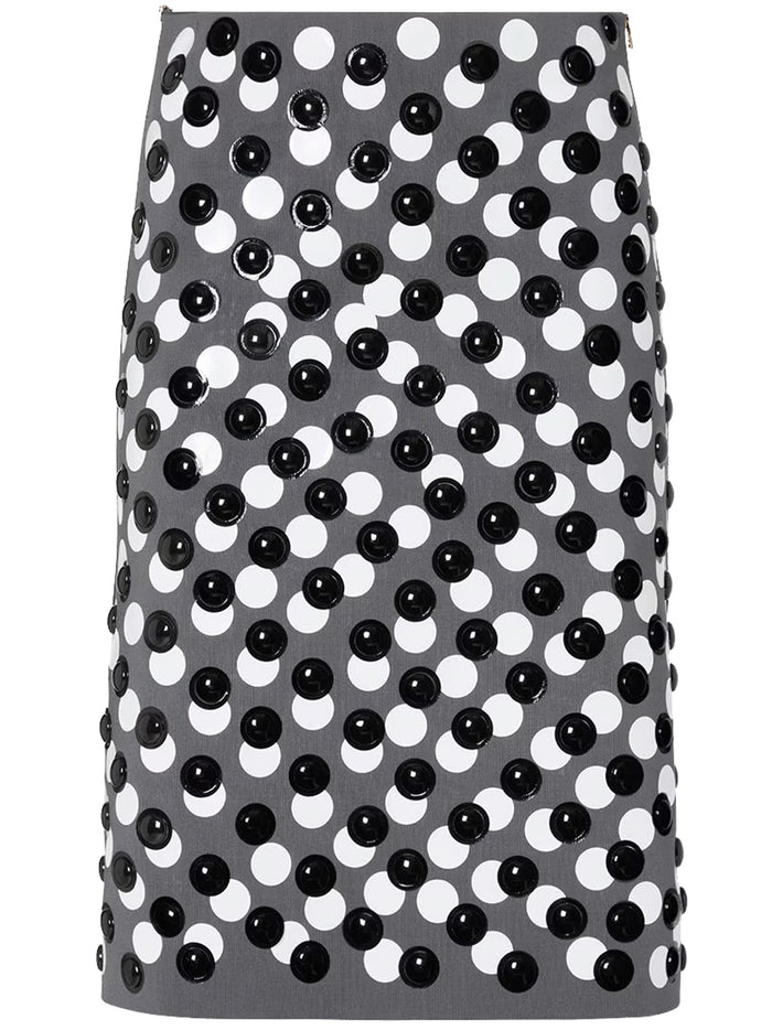 Skirt Framis Viscose V3m Asfalto+white Gonna
