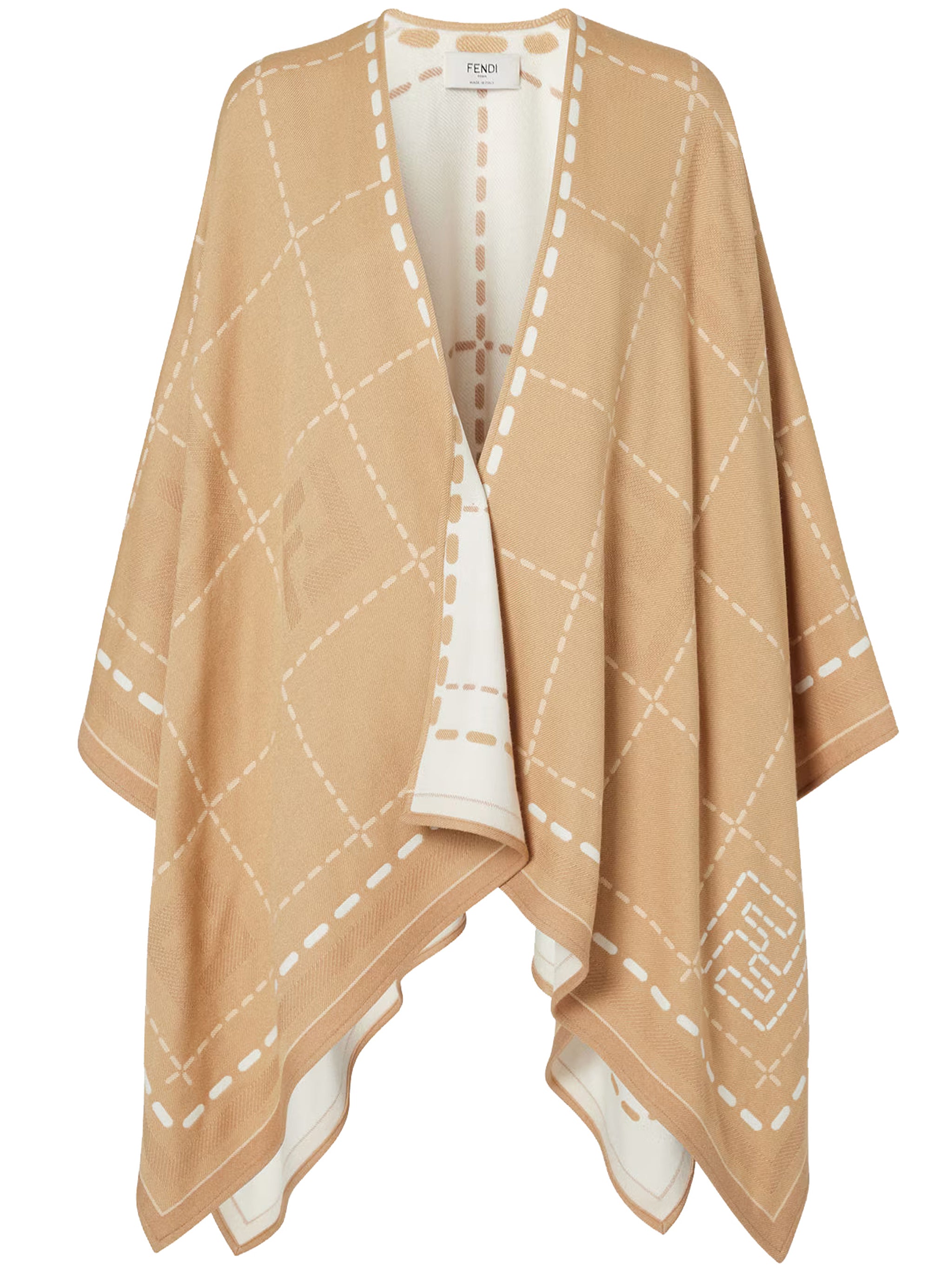 Poncho Macro Check Se Brown Sciarpa