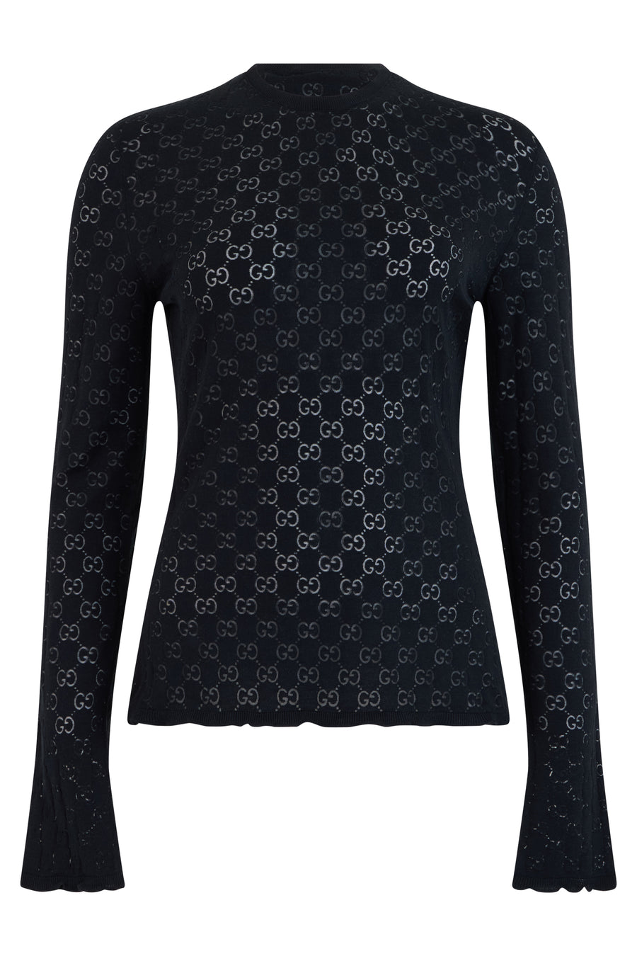 Long-Sleeve Monogram T-Shirt Black Cotton T-shirts & Jerseys