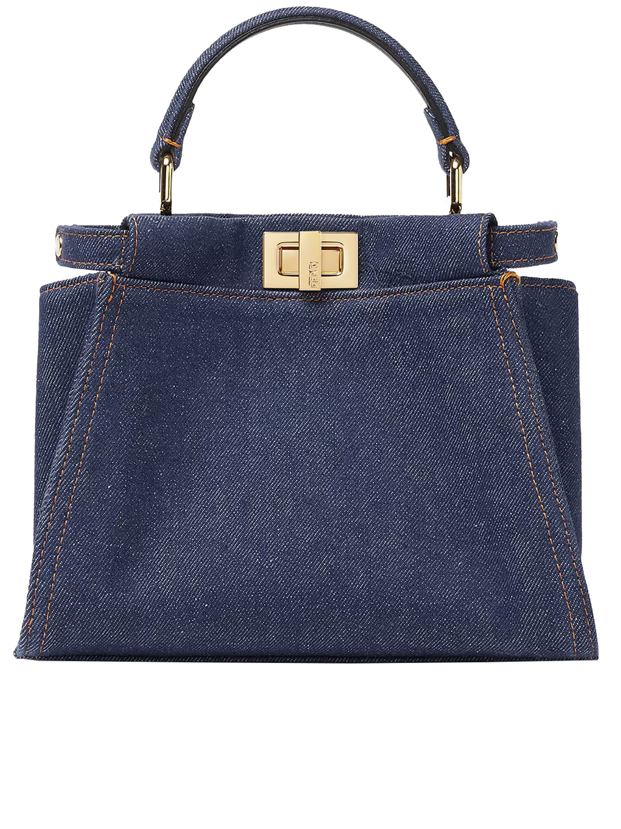 Peekaboo Mini Denim-denim Ff Blue Borsa