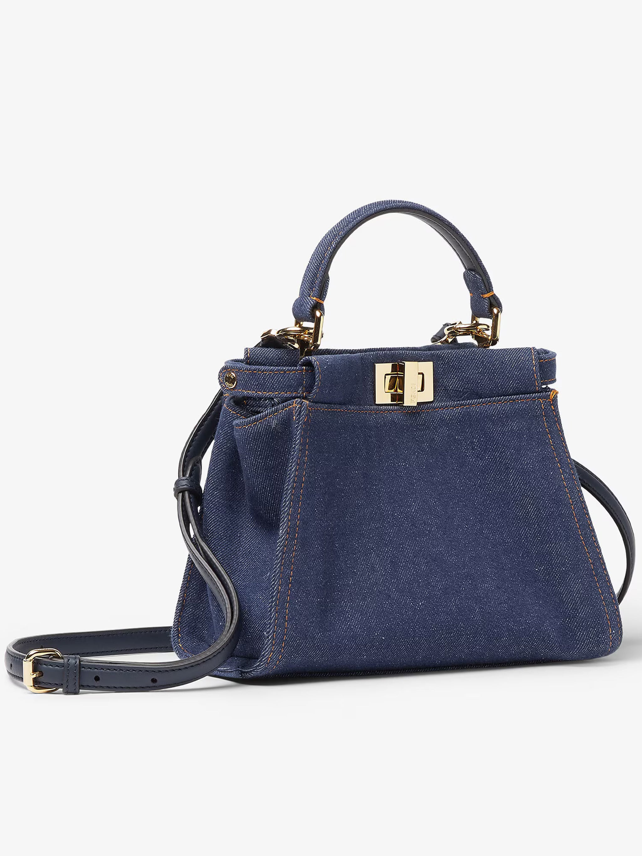 Peekaboo Mini Denim-denim Ff Blue Borsa