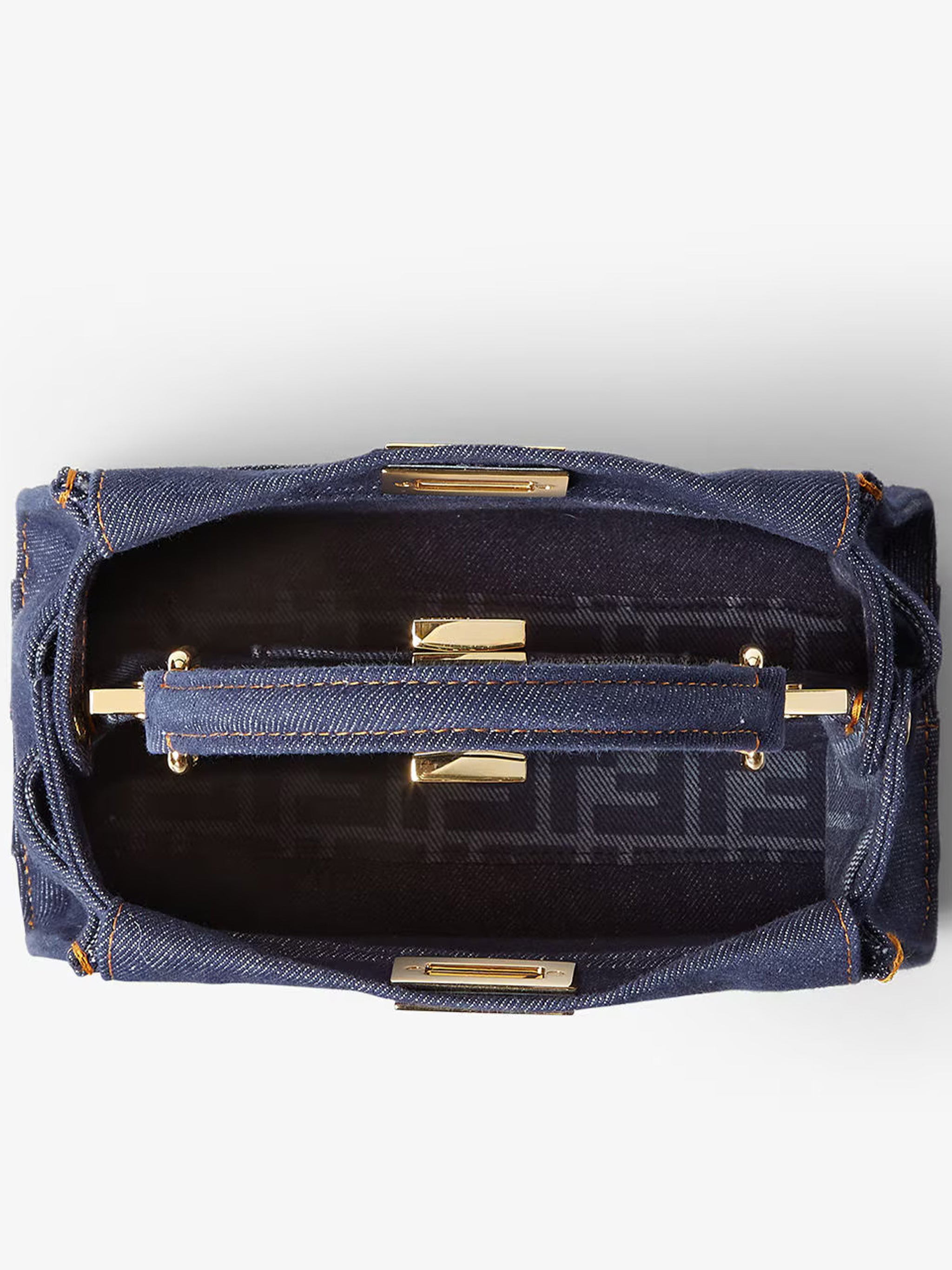 Peekaboo Mini Denim-denim Ff Blue Borsa