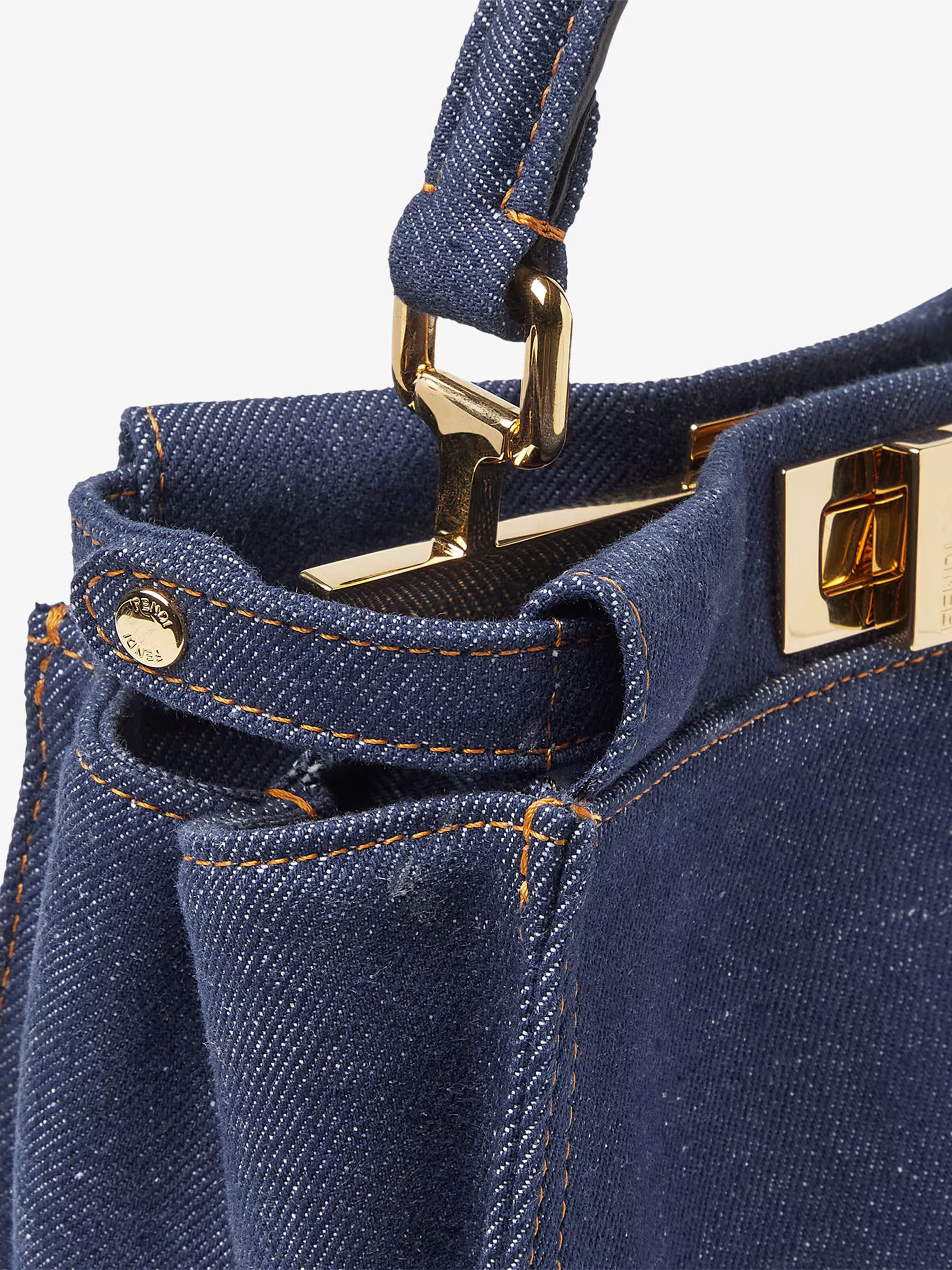 Peekaboo Mini Denim-denim Ff Blue Borsa