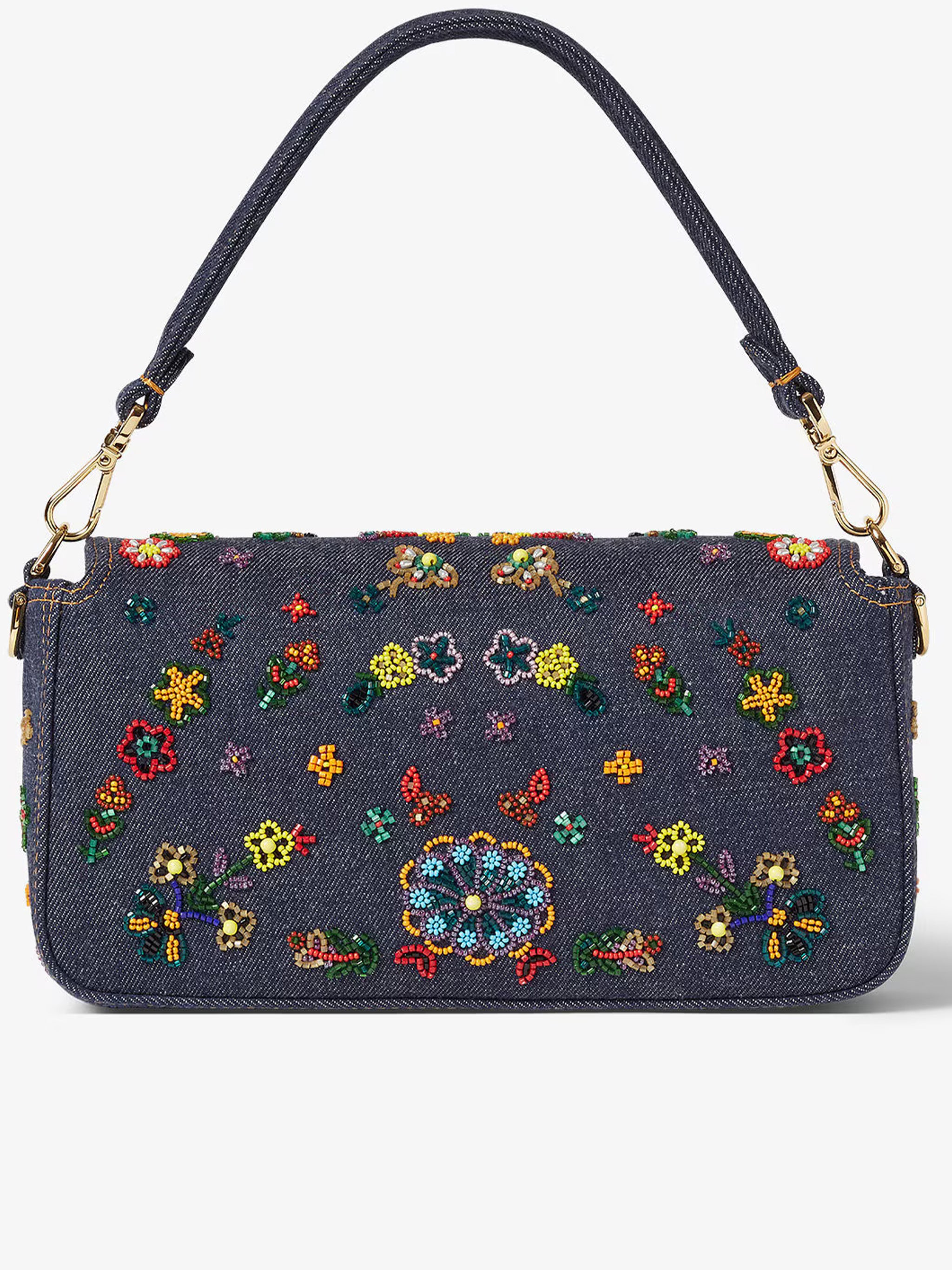 Baguette Denim Ricamo F Blue Borsa