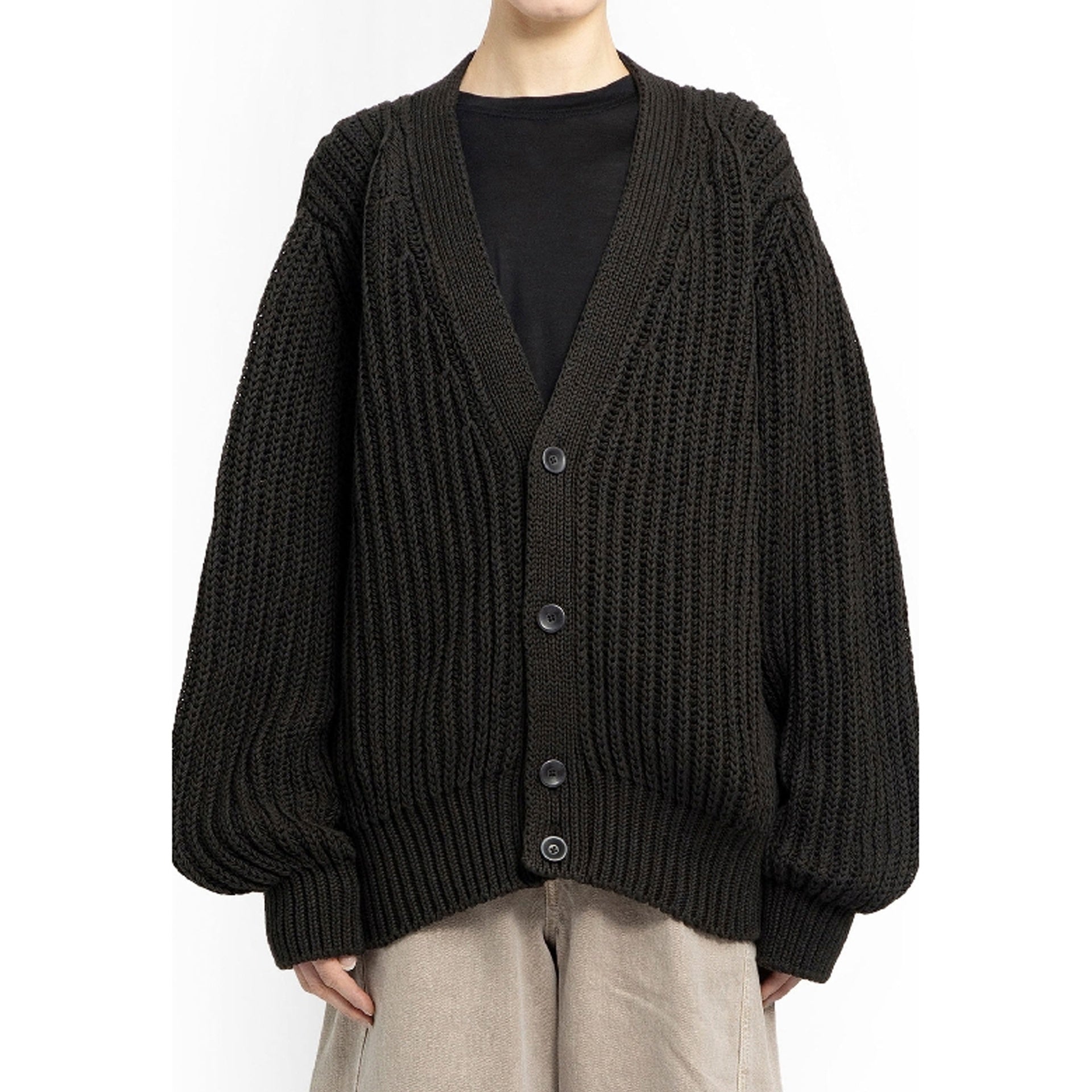 Lemaire Knit Cotton Cardigan Brown
