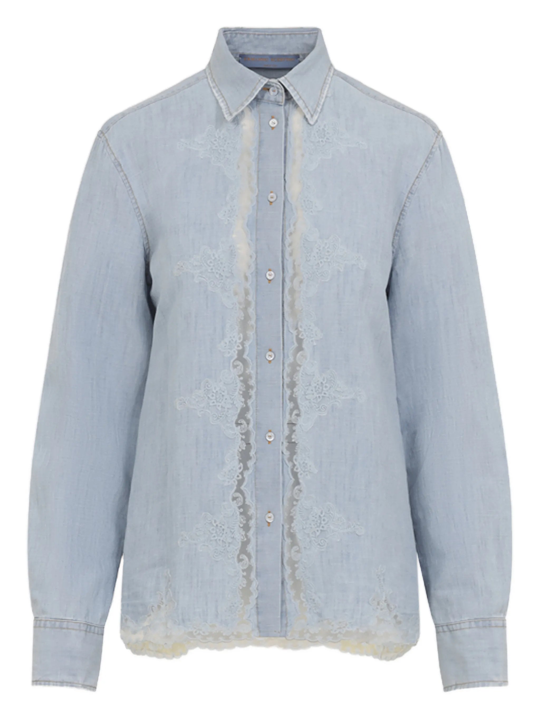 Camicia Con Ricamo Brown Co Li