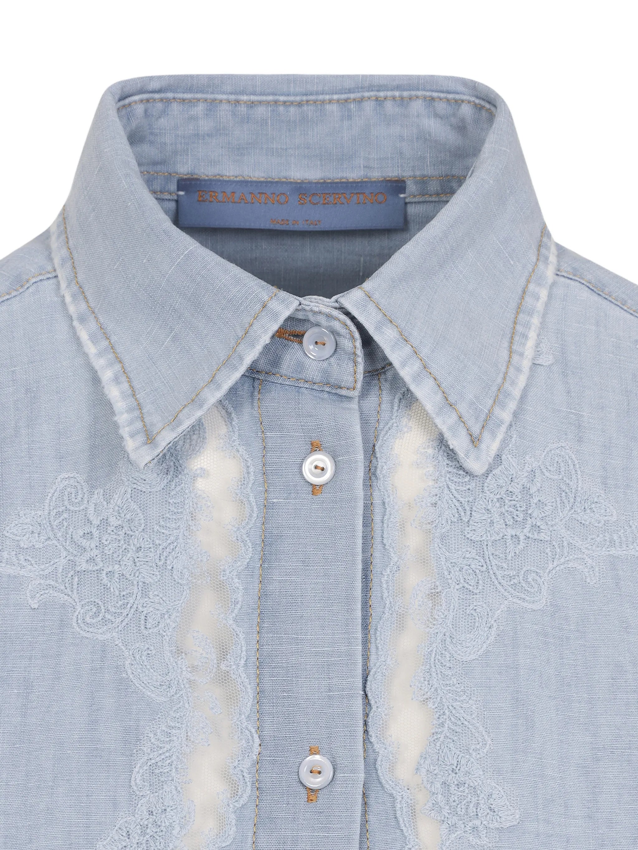 Camicia Con Ricamo Brown Co Li