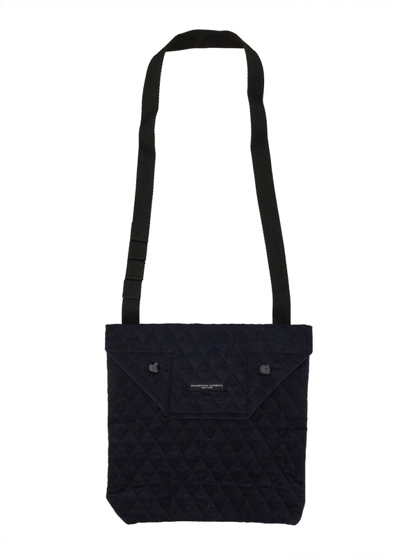 Quilted Shoulder Bag Blue Cotton Polyester