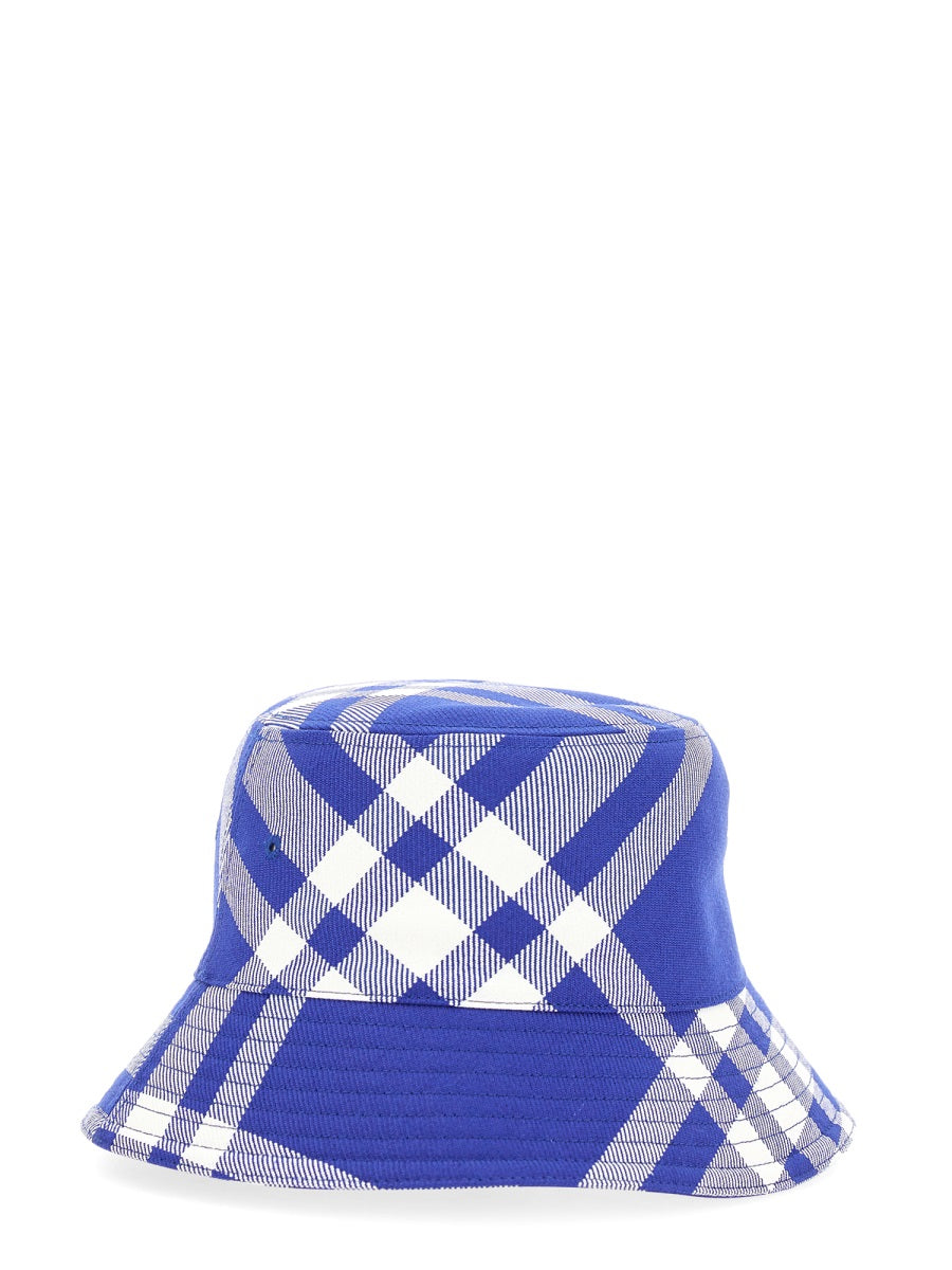 Bucket Check Hat Purple Polyester Wool