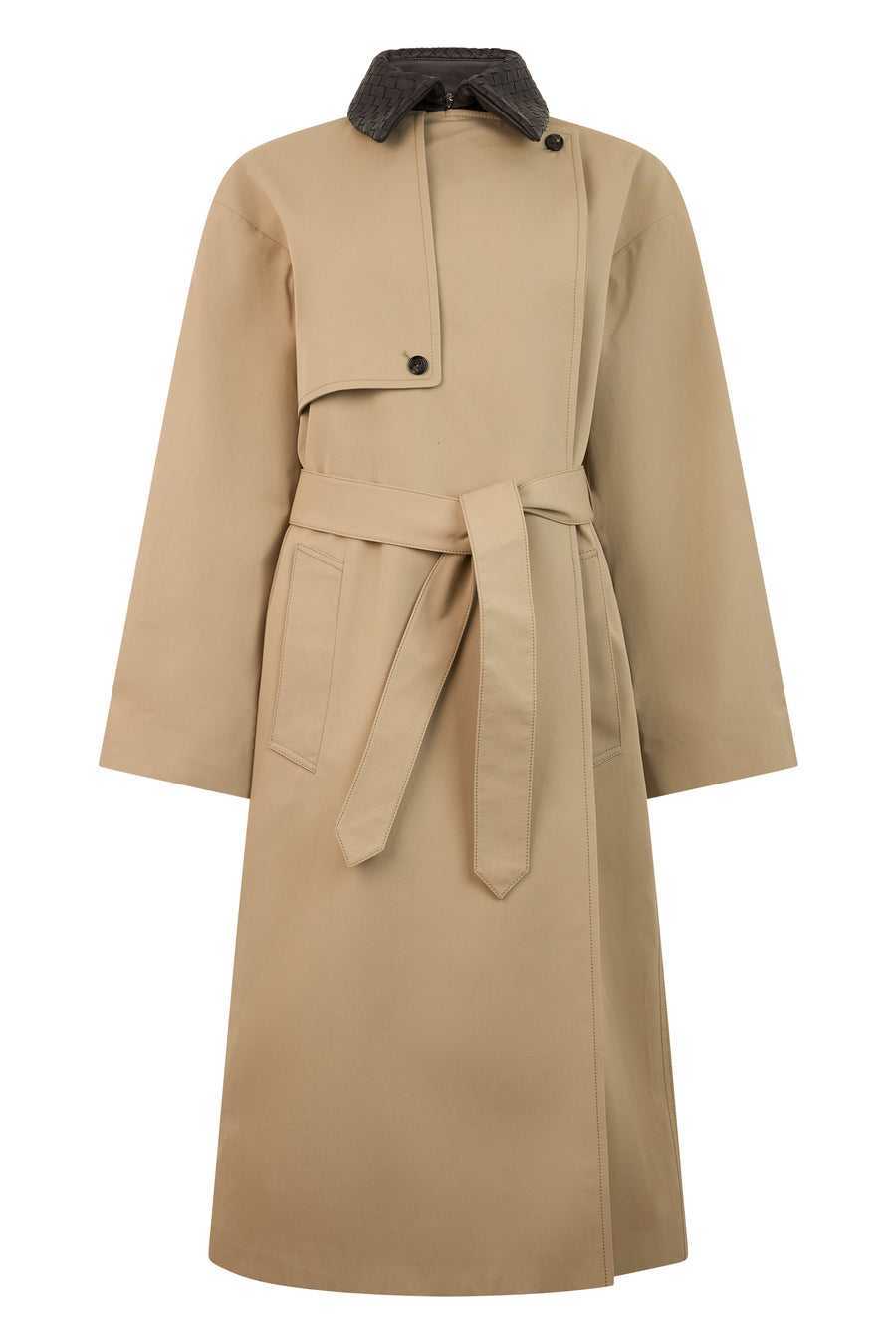 Trench Coat With Woven Collar, Sahara Cotton & Raincoats