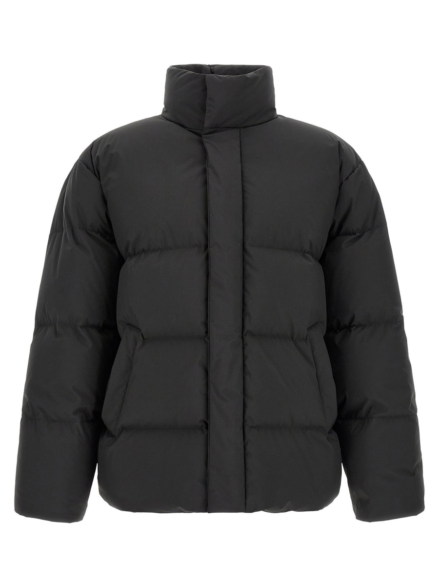 Saint Laurent High Neck Quilted Down Jacket — Black