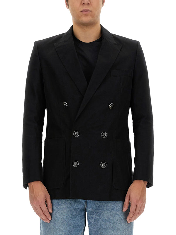 Double-Breasted Jacket Black Cotton