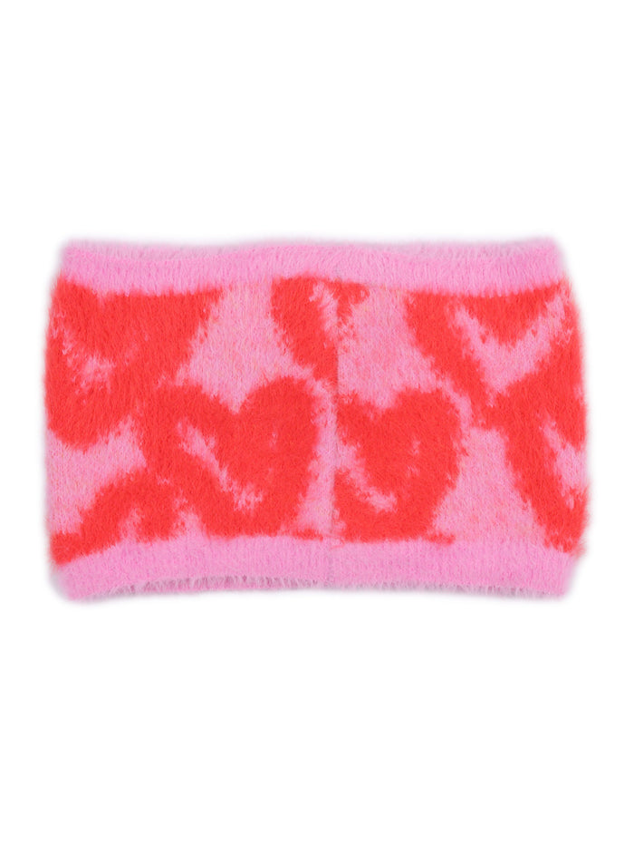 Pa Spray Hearts Knit Collar Rose Pink - Polyamide Sweatshirt