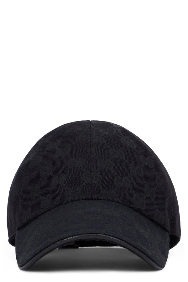 Cap With Adjustable Brim, Black Cotton Hat