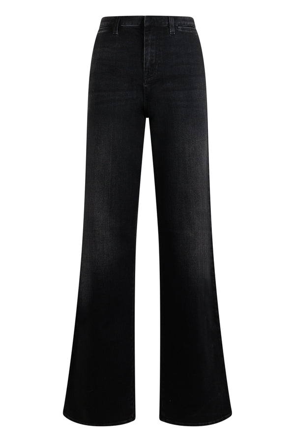 Jeans High-Waist Flared Black Cotton