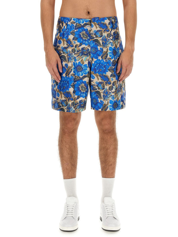 Short All Over Blue Flower Multicolour Cotton