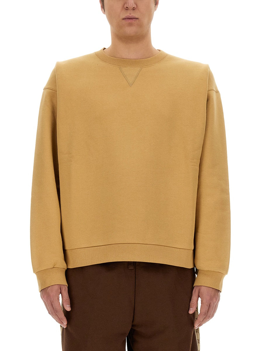 Sweatshirt With Web Ribbon Beige Cotton Sweatshirts