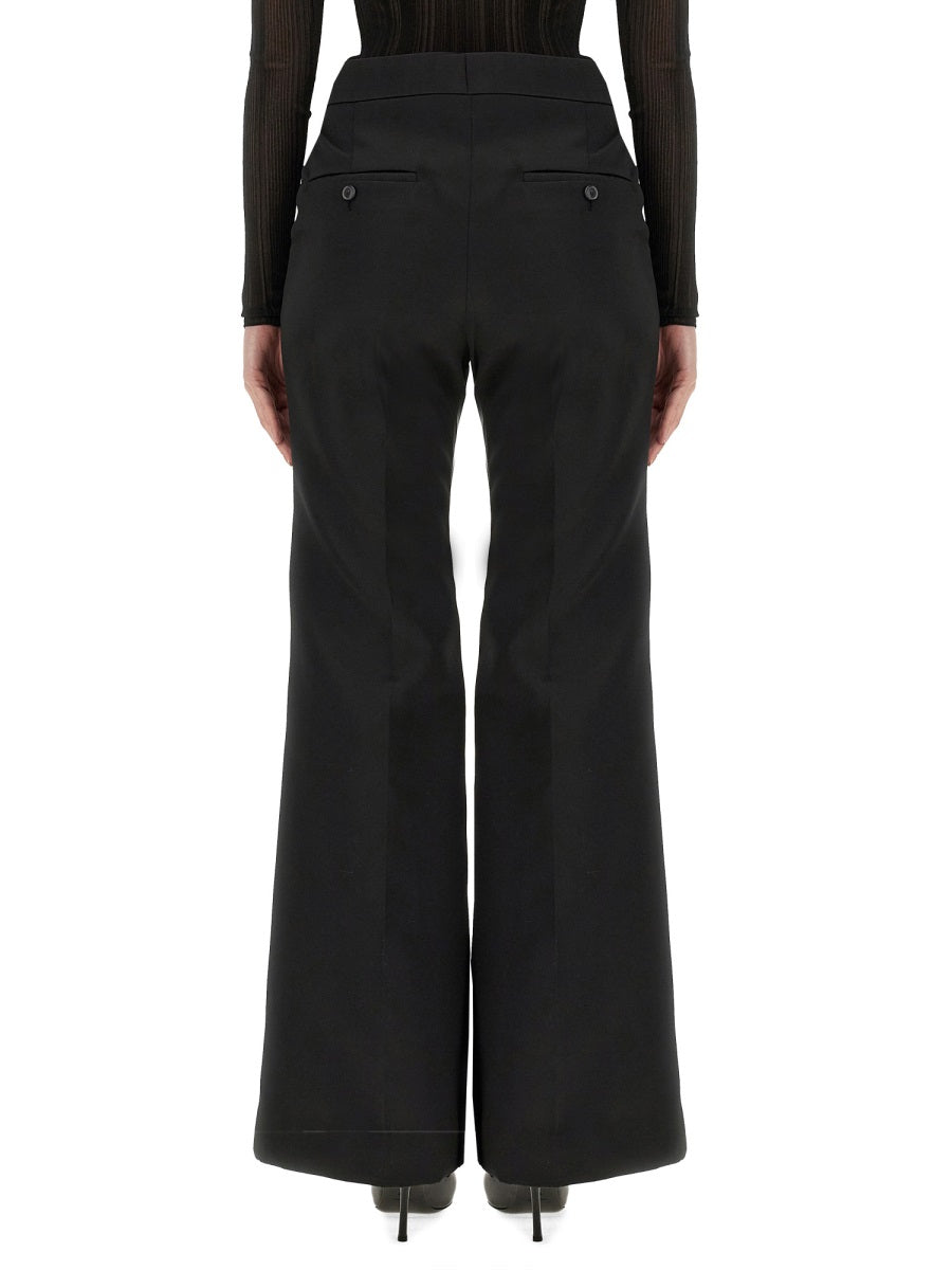Flare Fit Pants Black Polyester Trousers