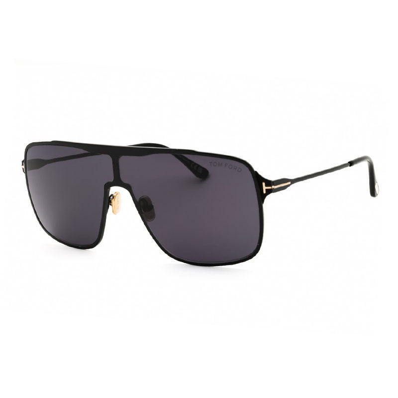 Tom Ford Sunglasses Shield Full Rim, Shiny Black Frame And Smoke Lens Ft117301a