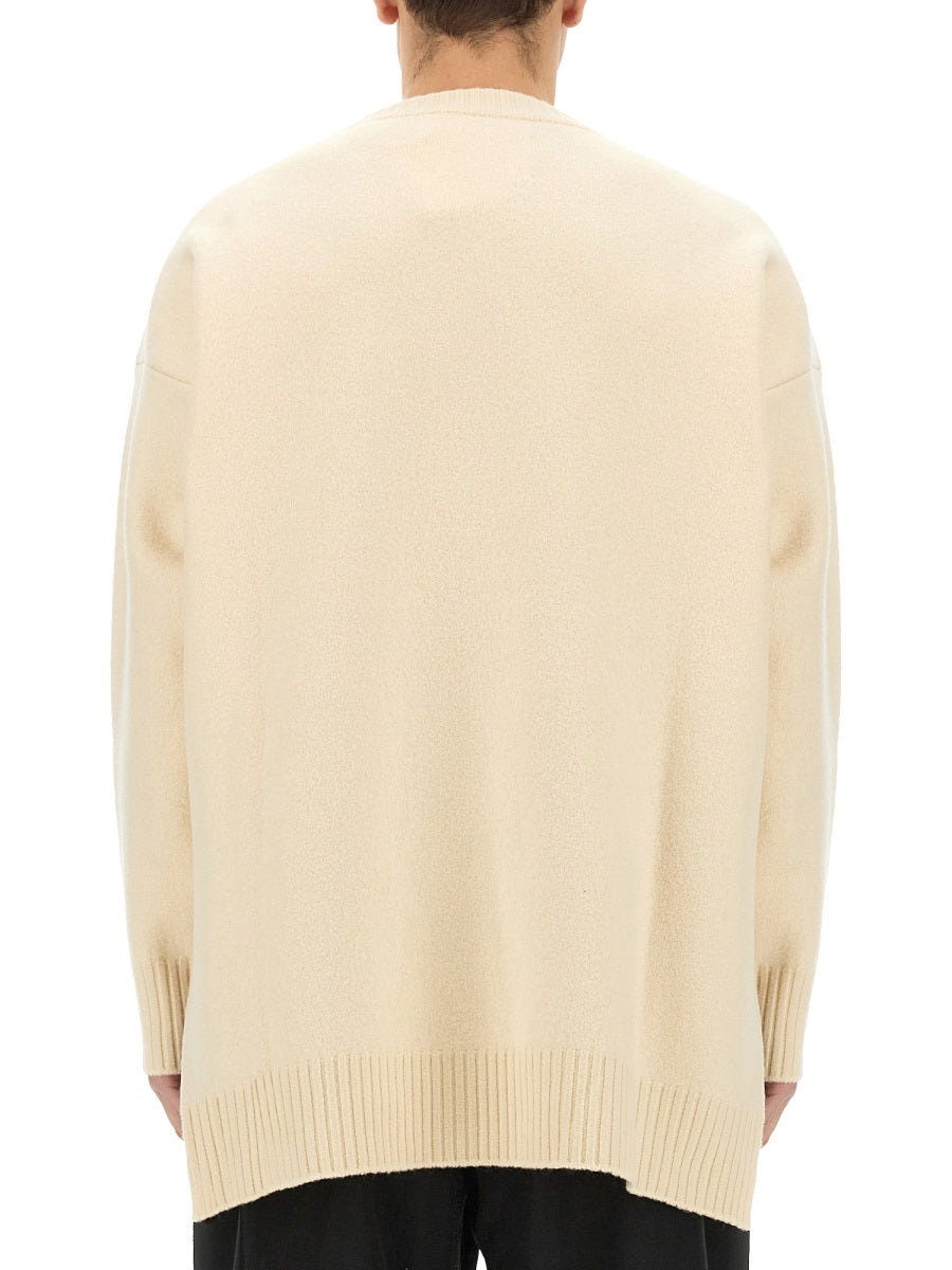 Jersey With Embroidery Beige Wool Jumpers