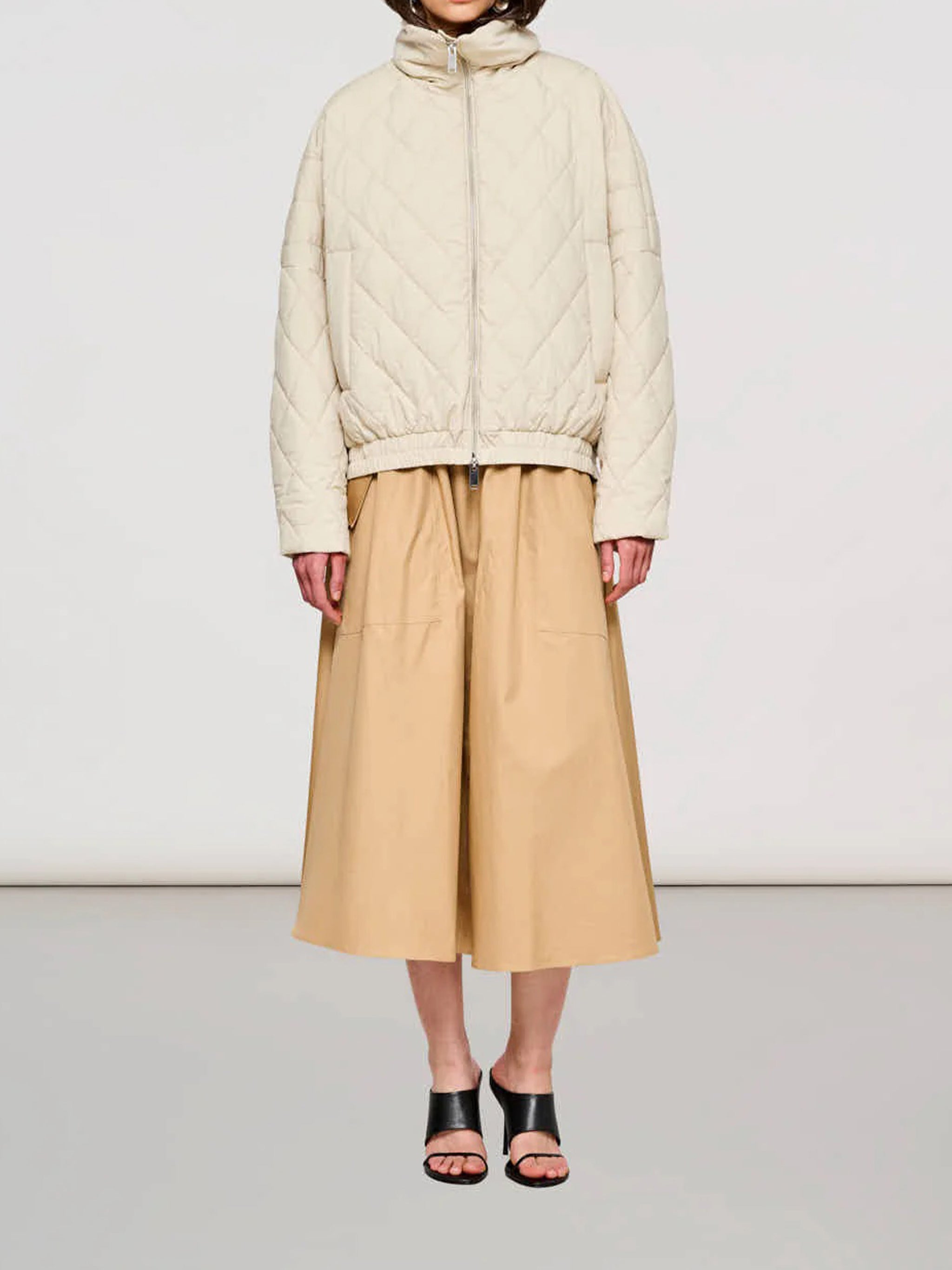 Puffer Jacket Shiny Nylon White Giacca