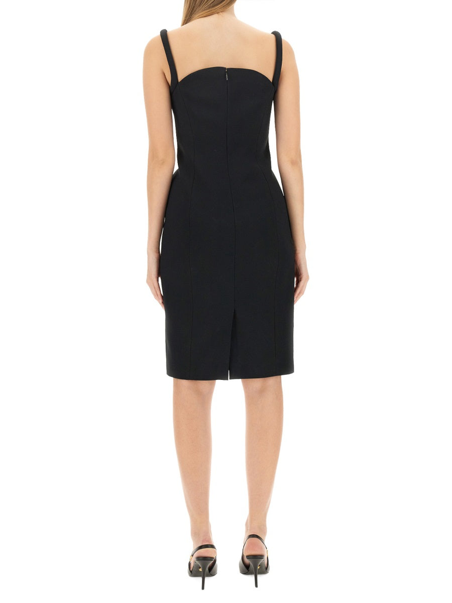 Rolled Midi Dress Black Acrylic Viscose