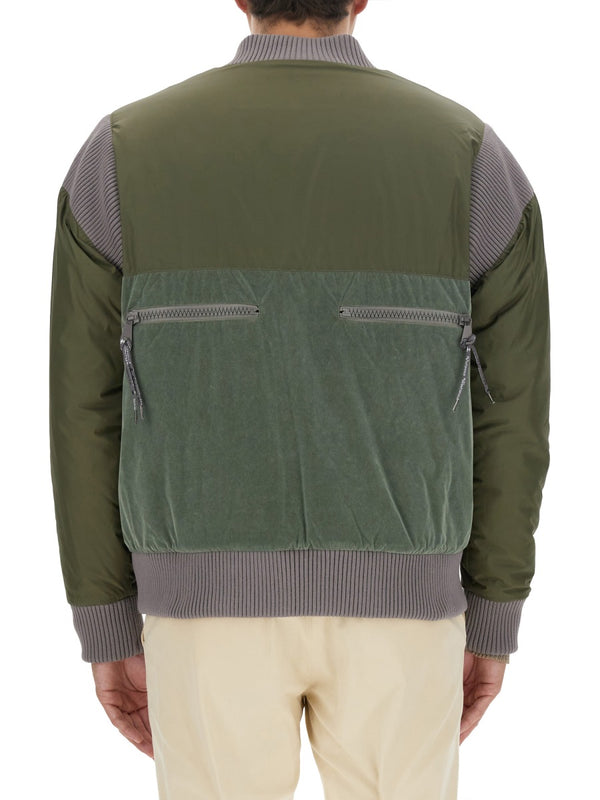 Bomber Jacket With Logo Green Polyamide