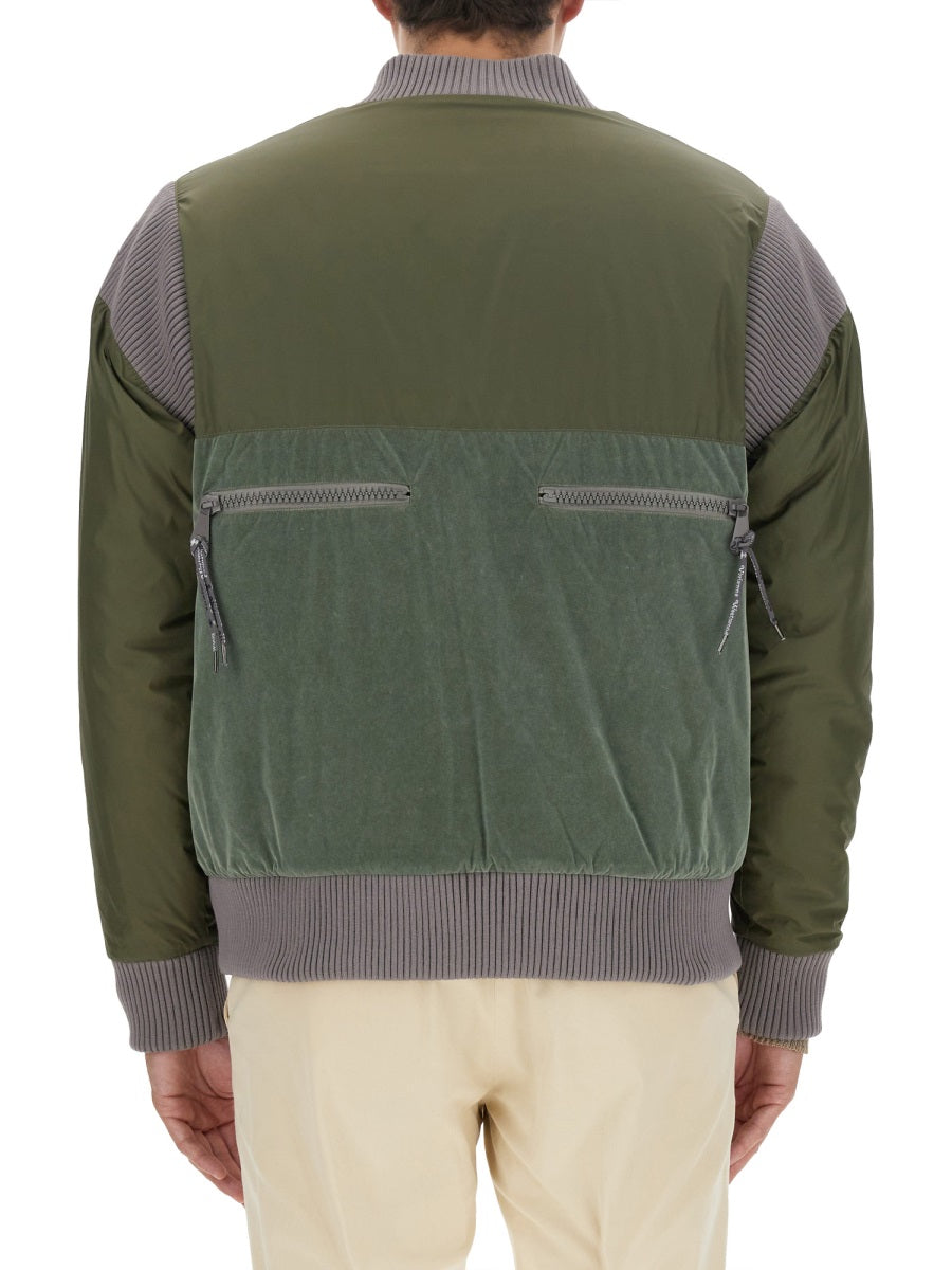 Bomber Jacket With Logo Green Polyamide