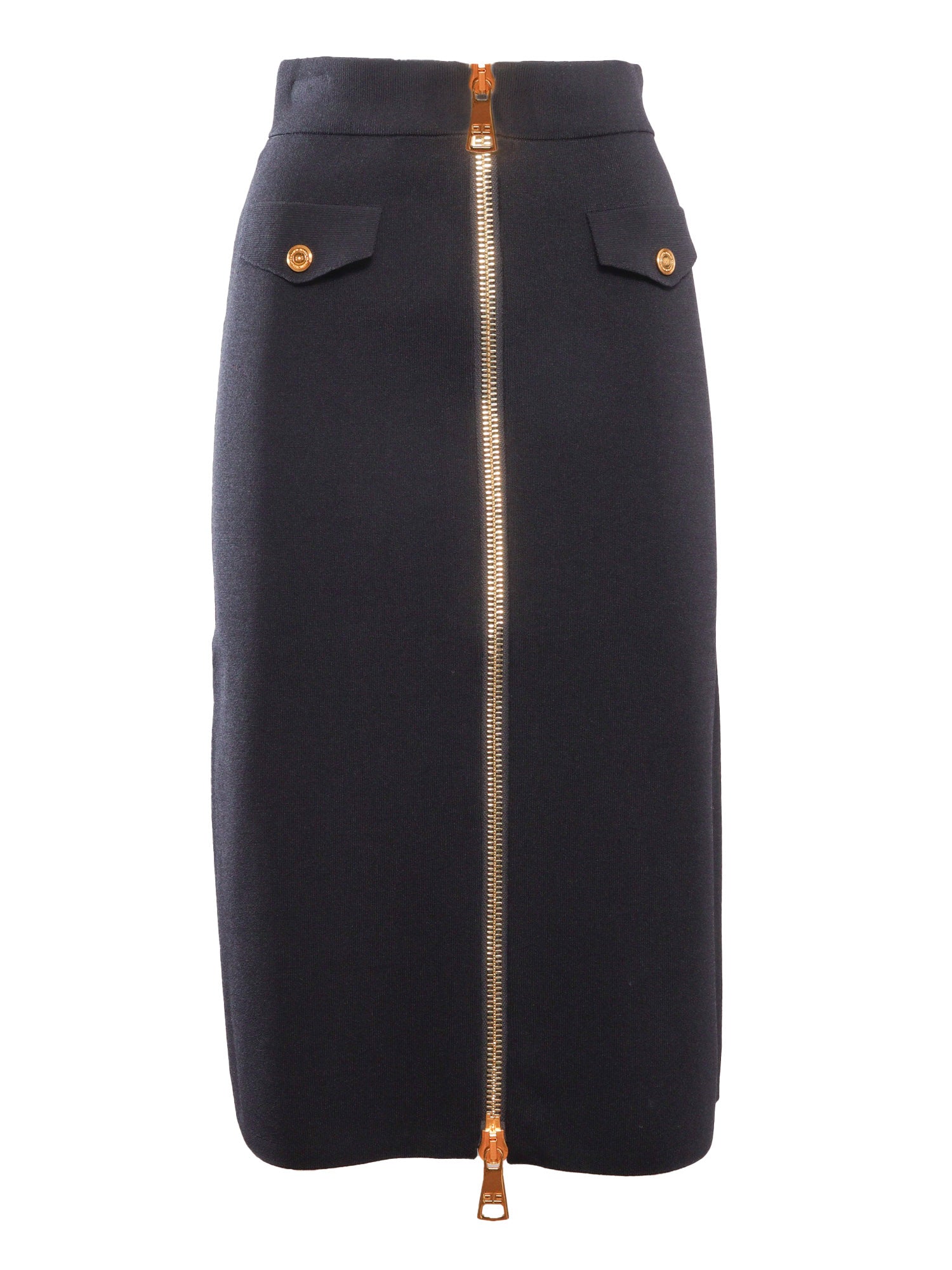 Midi Skirt Black Viscose Polyamide Elastane