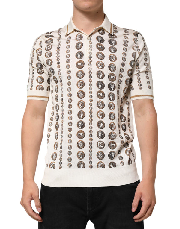 Dolce & Gabbana 100% Silk polo in white