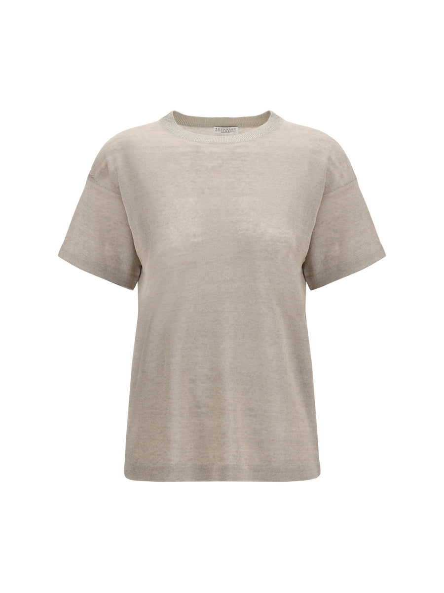 Brunello Cucinelli 85% Linen t-shirt in beige
