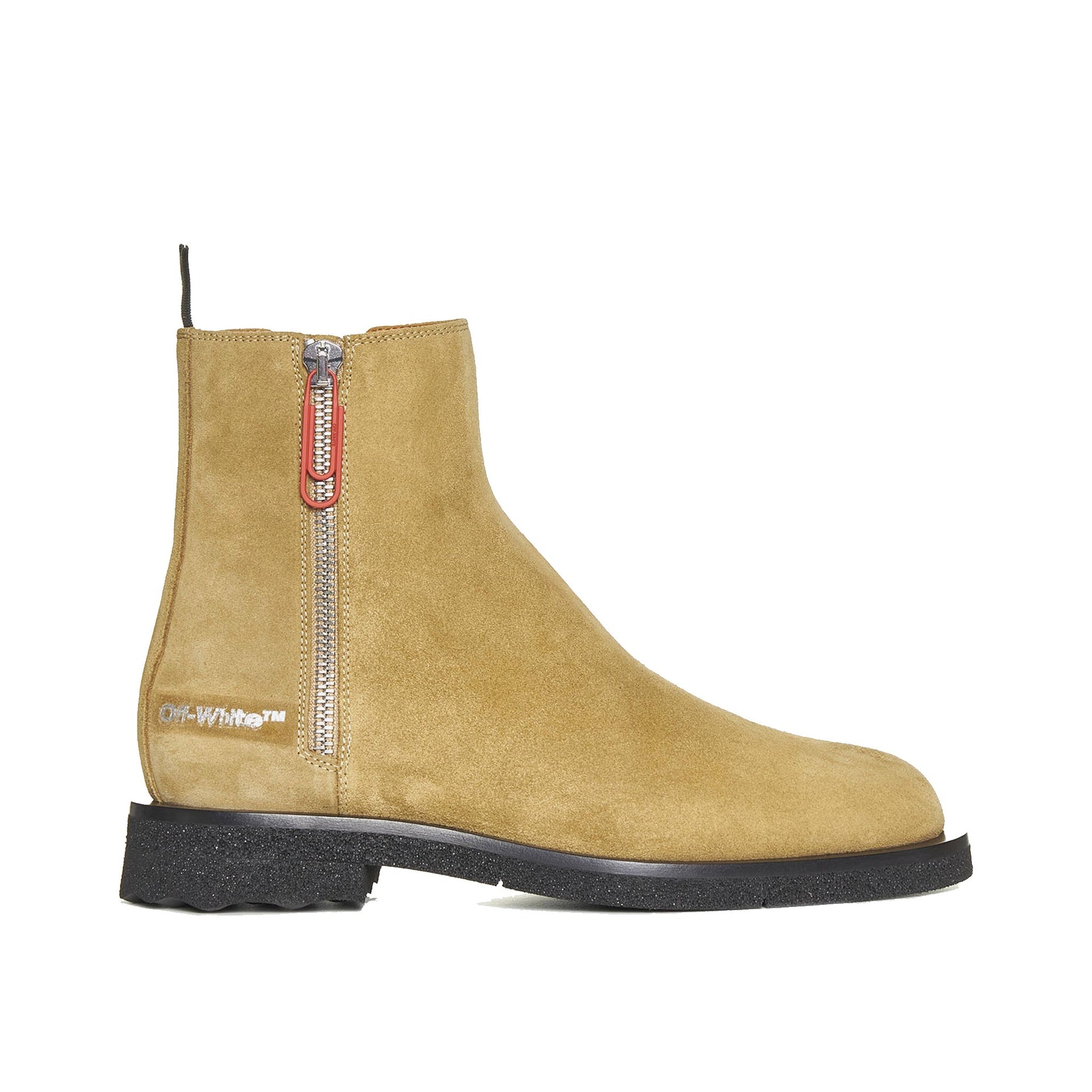 Off-White Suede Ankle Boots Beige Calf Leather