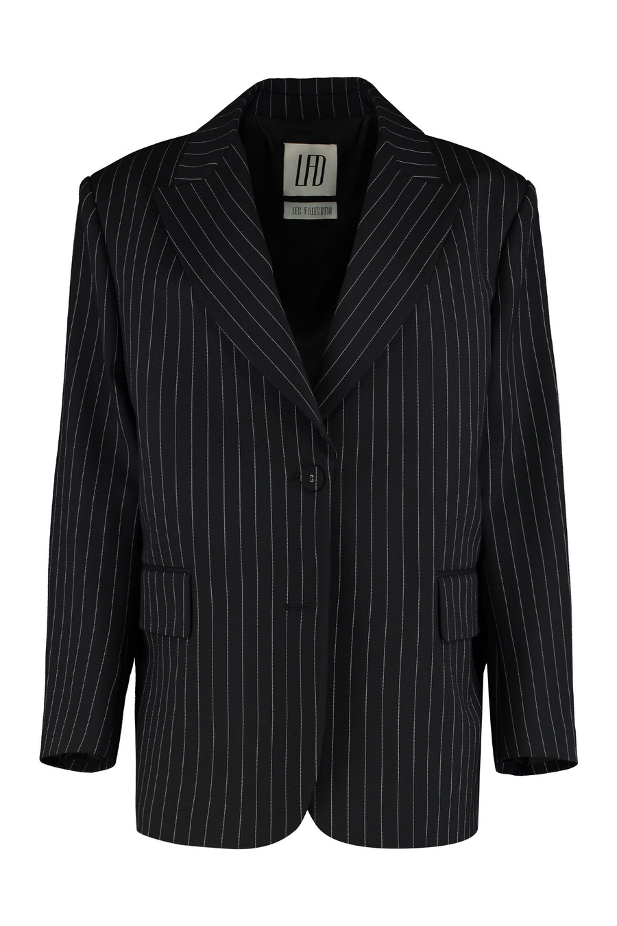 Blazer Oversized Black Pinstripe Virgin Wool Blazers