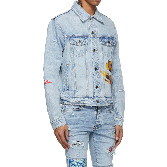 Amiri Playboy Magazine Trucker Denim Jacket Blue Cotton