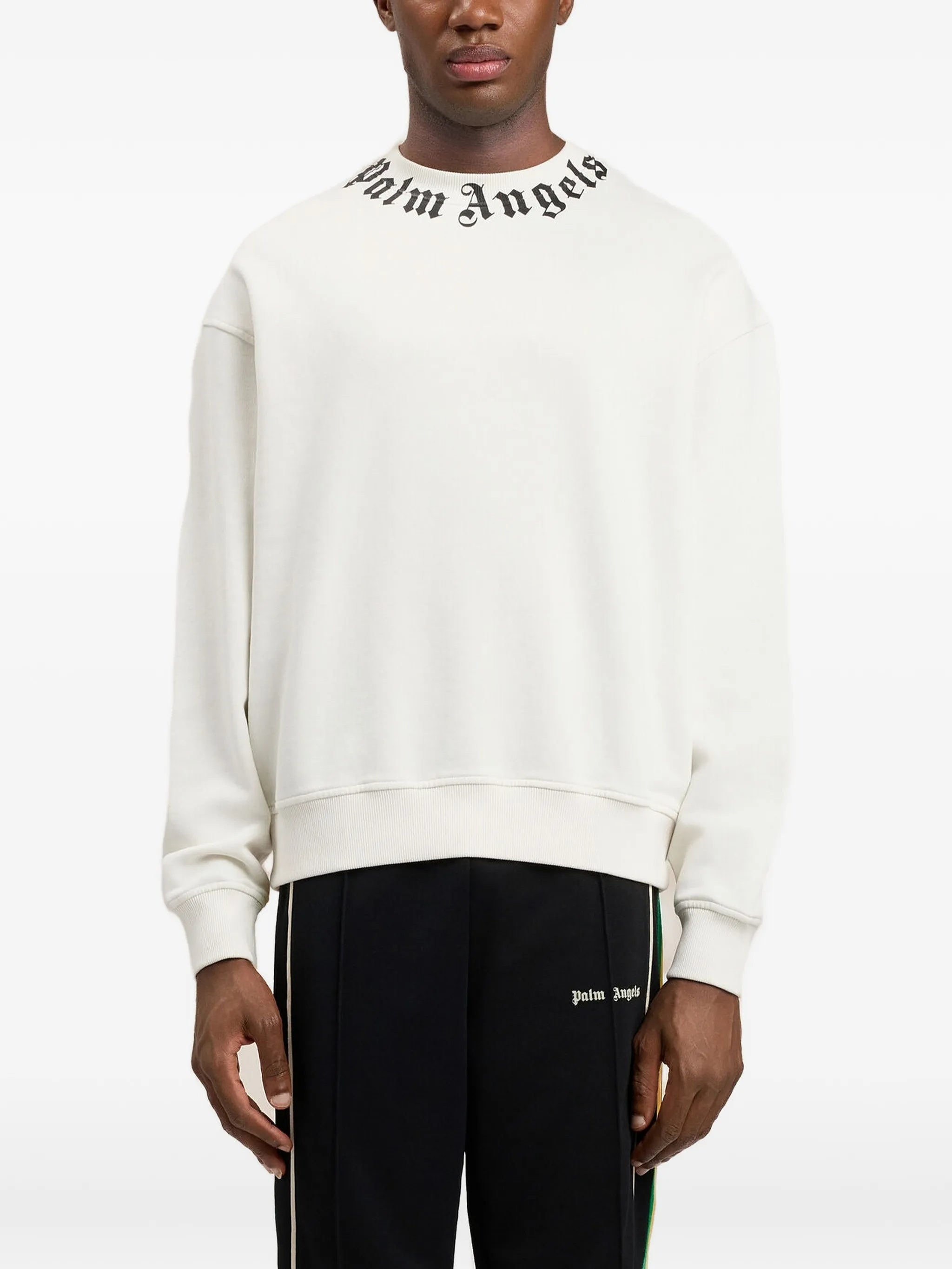 Neck Logo Regular Crew White Felpa