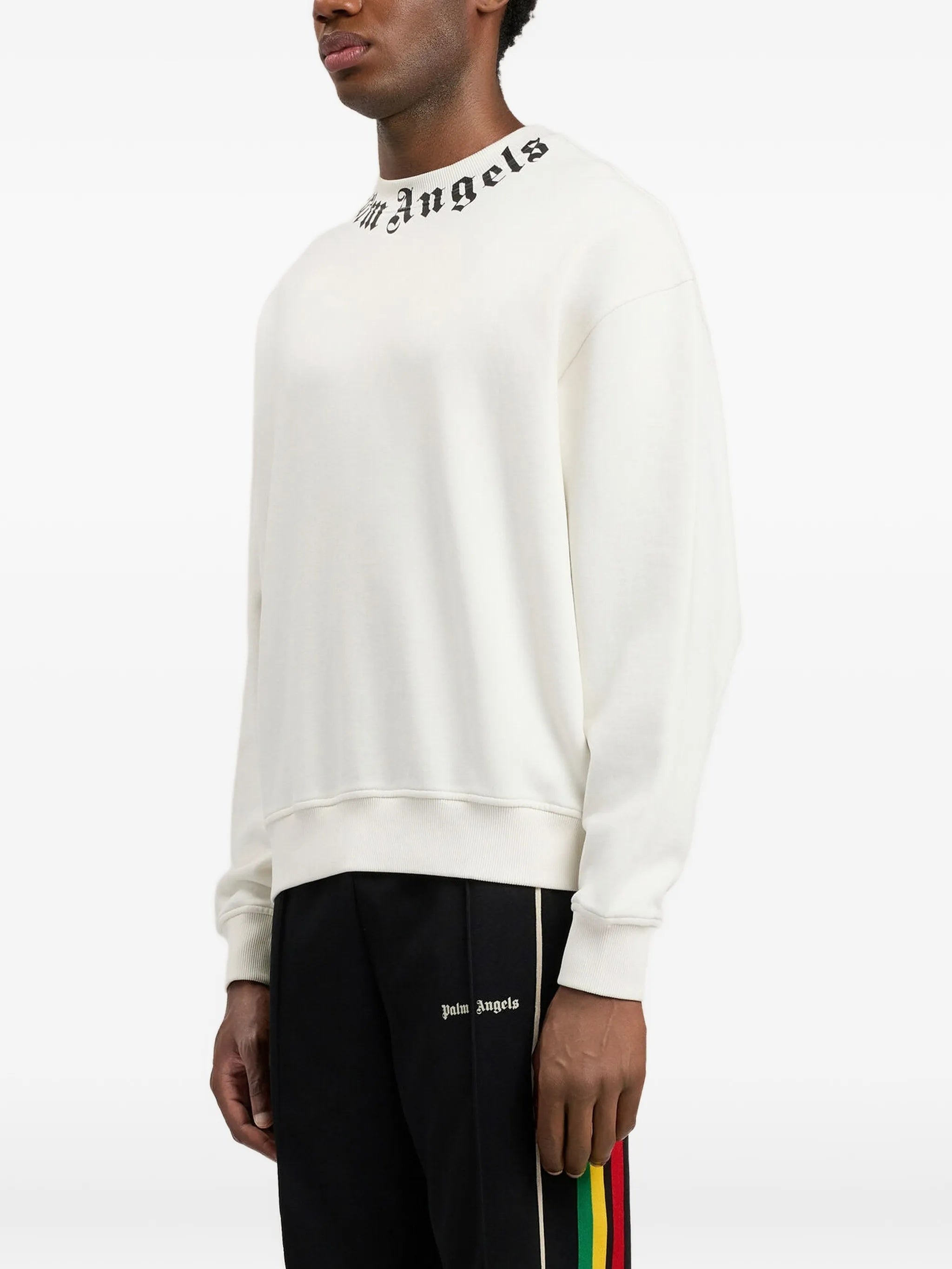 Neck Logo Regular Crew White Felpa